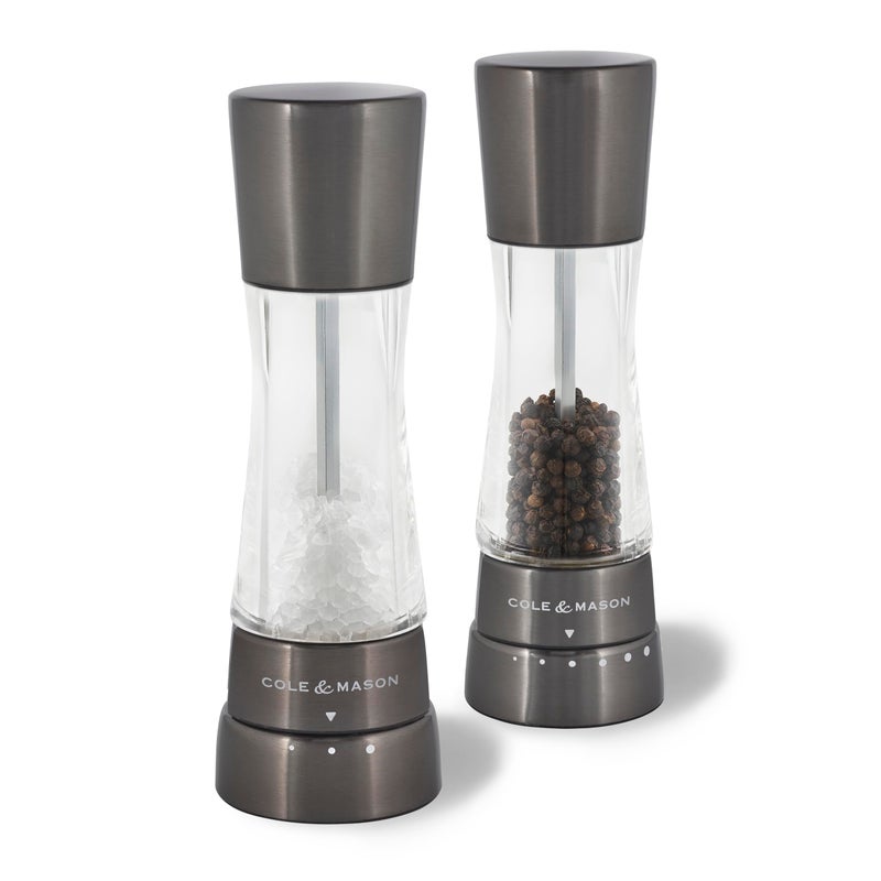 Cole & Mason Derwent Salt and Pepper Grinder Set - Refillable Salt & Pepper Grinder Set with Gourmet Precision Mechanisms - Kitchen Accessories for Cooking - Gift Set, Iron Grey - Image 1
